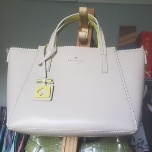 Kate Spade small loryn ivy drive neon yellow beige cream tote crossbody NWOT